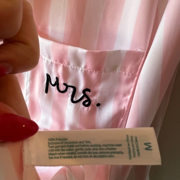 Betsy Johnson Mrs. Striped Satiny PJ Set M - Picture 4 of 15